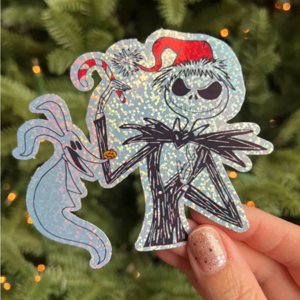 🪲🪳🖤🎄 nightmare before Christmas holographic glitter sticker set